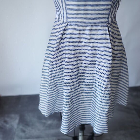 BCBGeneration Striped Fit Flare Dress Blue White 8 Preppy Casual Contemporary - Picture 6 of 12